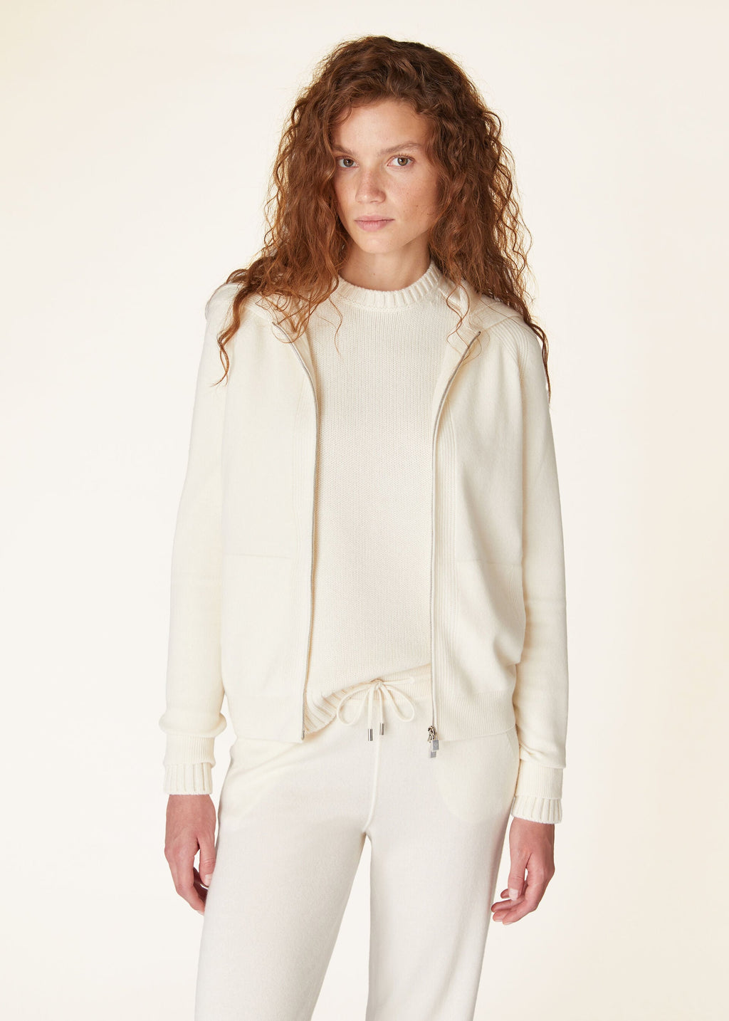 Luxury Wool-Cashmere Zip-Up Hoodie | Premium Knit Loungewear Jacket