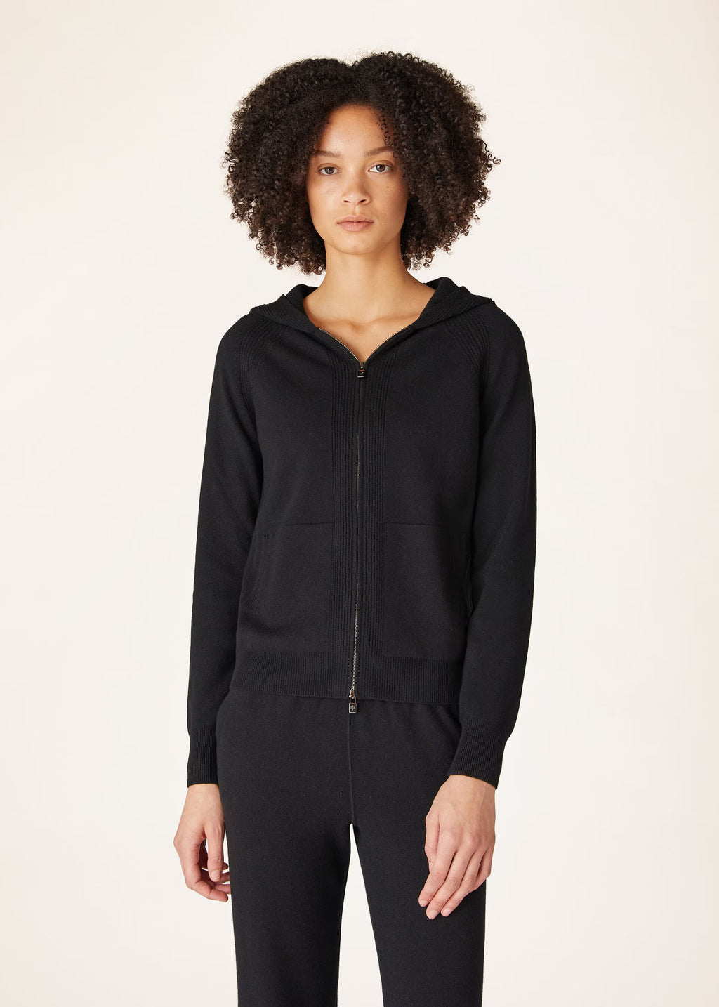 Luxury Wool-Cashmere Zip-Up Hoodie | Premium Knit Loungewear Jacket
