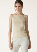 Luxury 100% Fine-Spun Wool Cable-Knit Tank Top | Elegant Boat Neck Vest