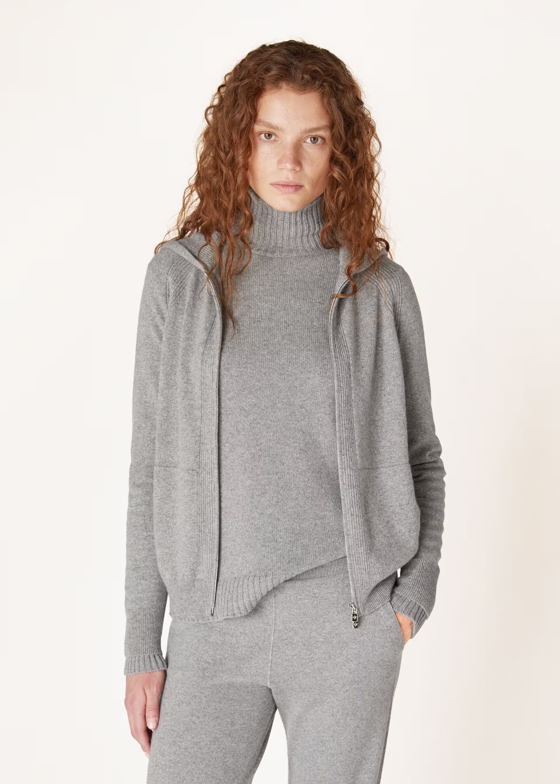 Luxury Wool-Cashmere Zip-Up Hoodie | Premium Knit Loungewear Jacket
