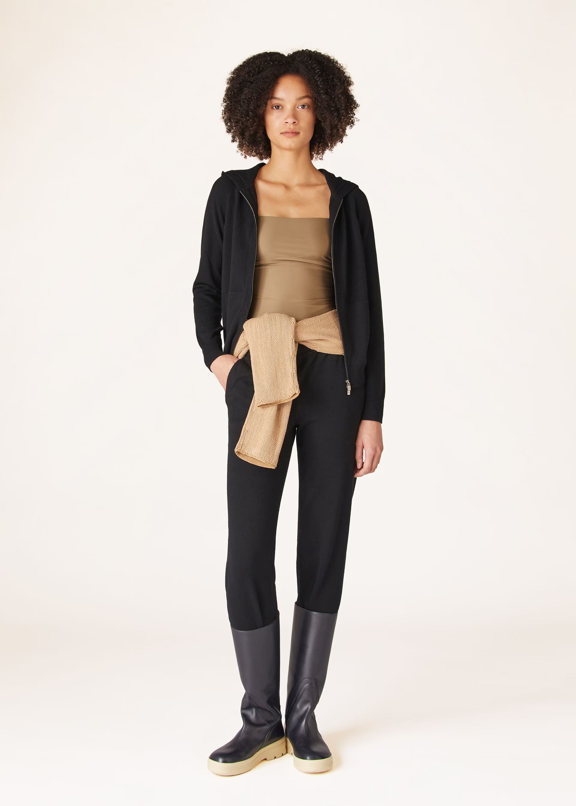 Luxury Wool-Cashmere Zip-Up Hoodie | Premium Knit Loungewear Jacket