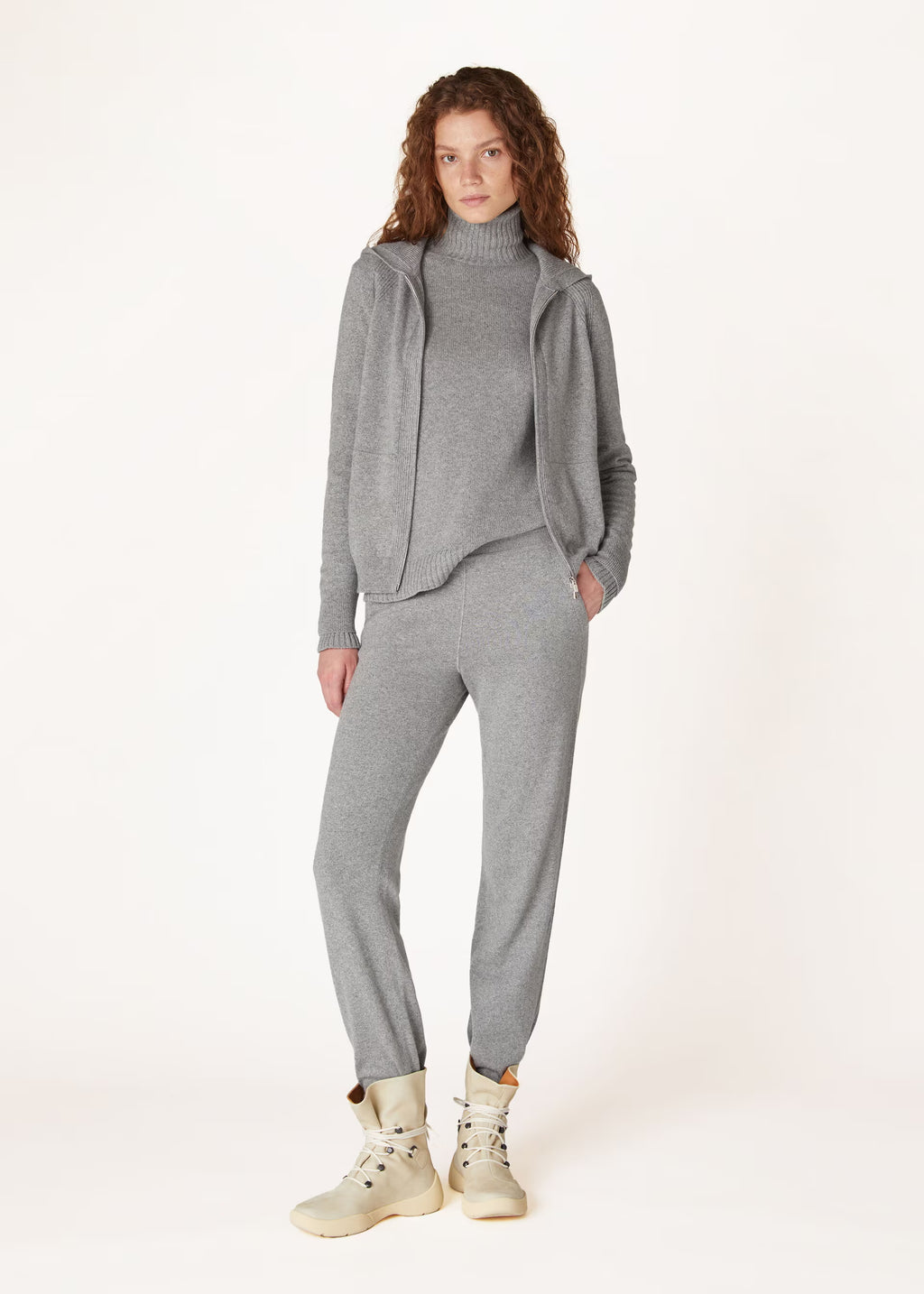 Luxury Wool-Cashmere Zip-Up Hoodie | Premium Knit Loungewear Jacket