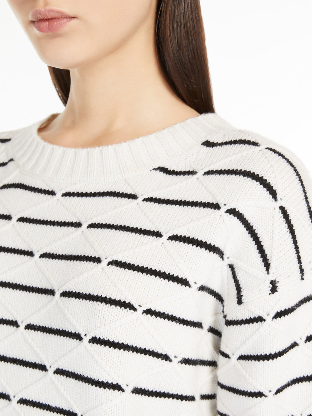 Luxury Wool-Cashmere Blend Striped Sweater | Textured Diamond Knit Pullover