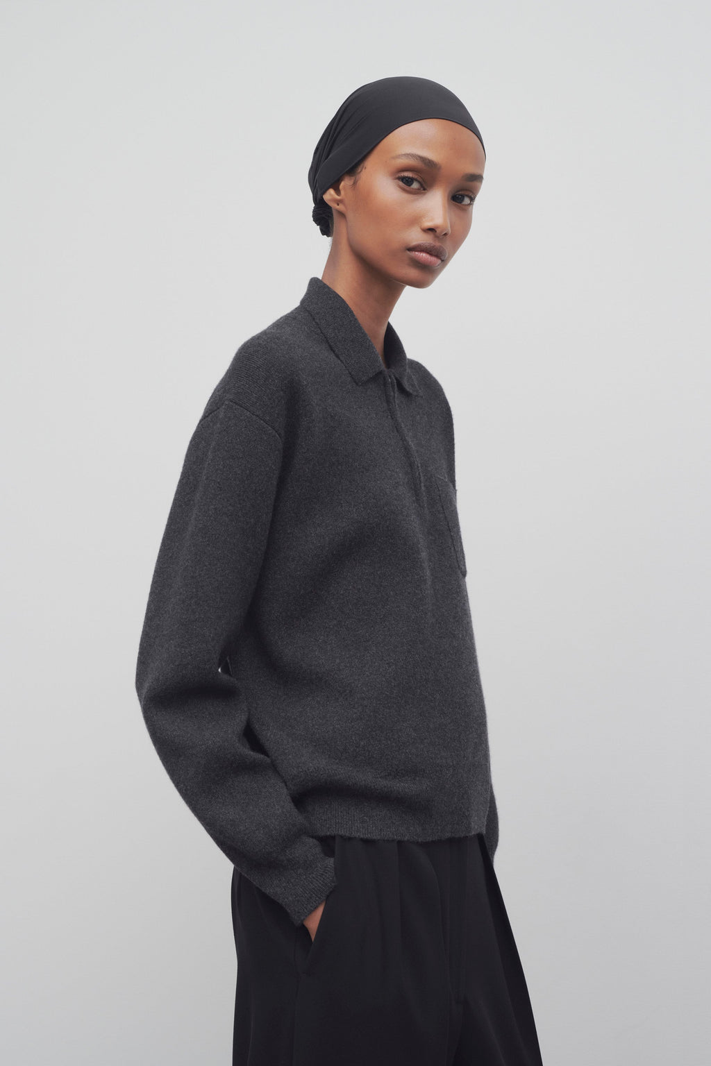 Luxury 100% Pure Wool Quarter-Zip Polo Sweater | Modern Half-Zip Knit Pullover with Pocket