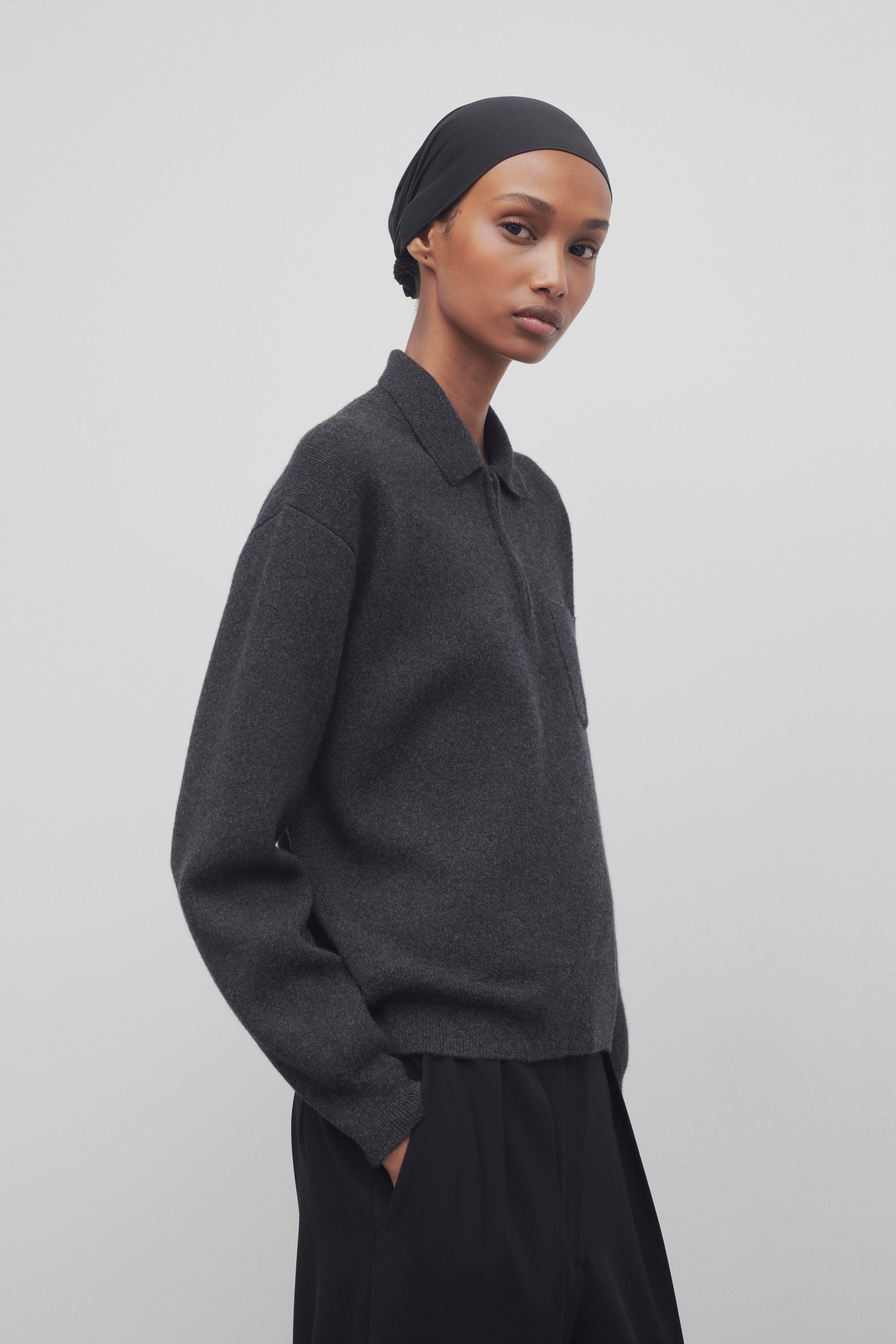 Luxury 100% Pure Wool Quarter-Zip Polo Sweater | Modern Half-Zip Knit Pullover with Pocket
