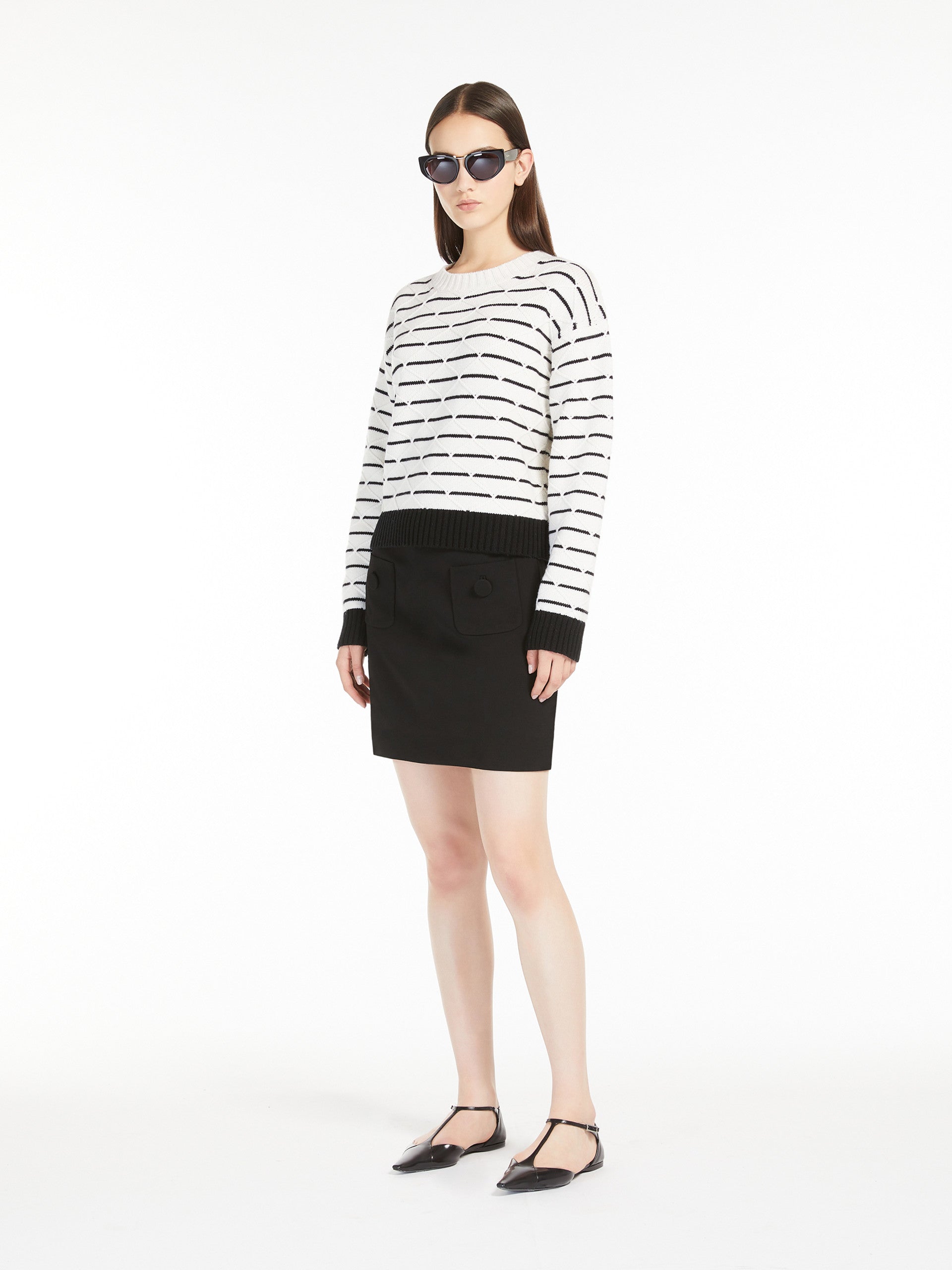 Luxury Wool-Cashmere Blend Striped Sweater | Textured Diamond Knit Pullover