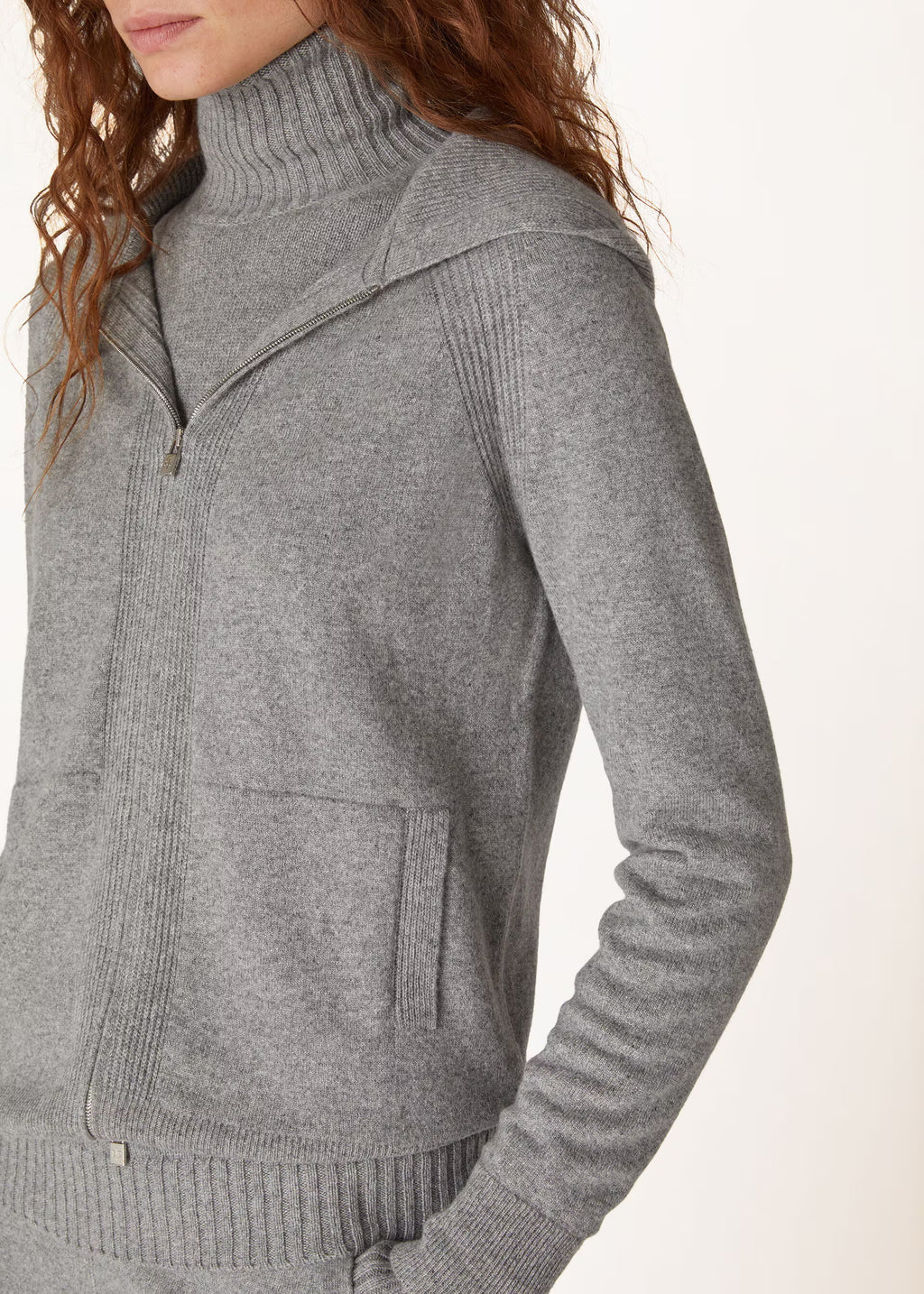 Luxury Wool-Cashmere Zip-Up Hoodie | Premium Knit Loungewear Jacket