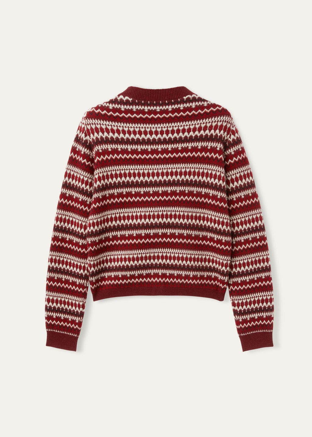 Premium 100% Pure Wool Fair Isle Jacquard Knit Cardigan