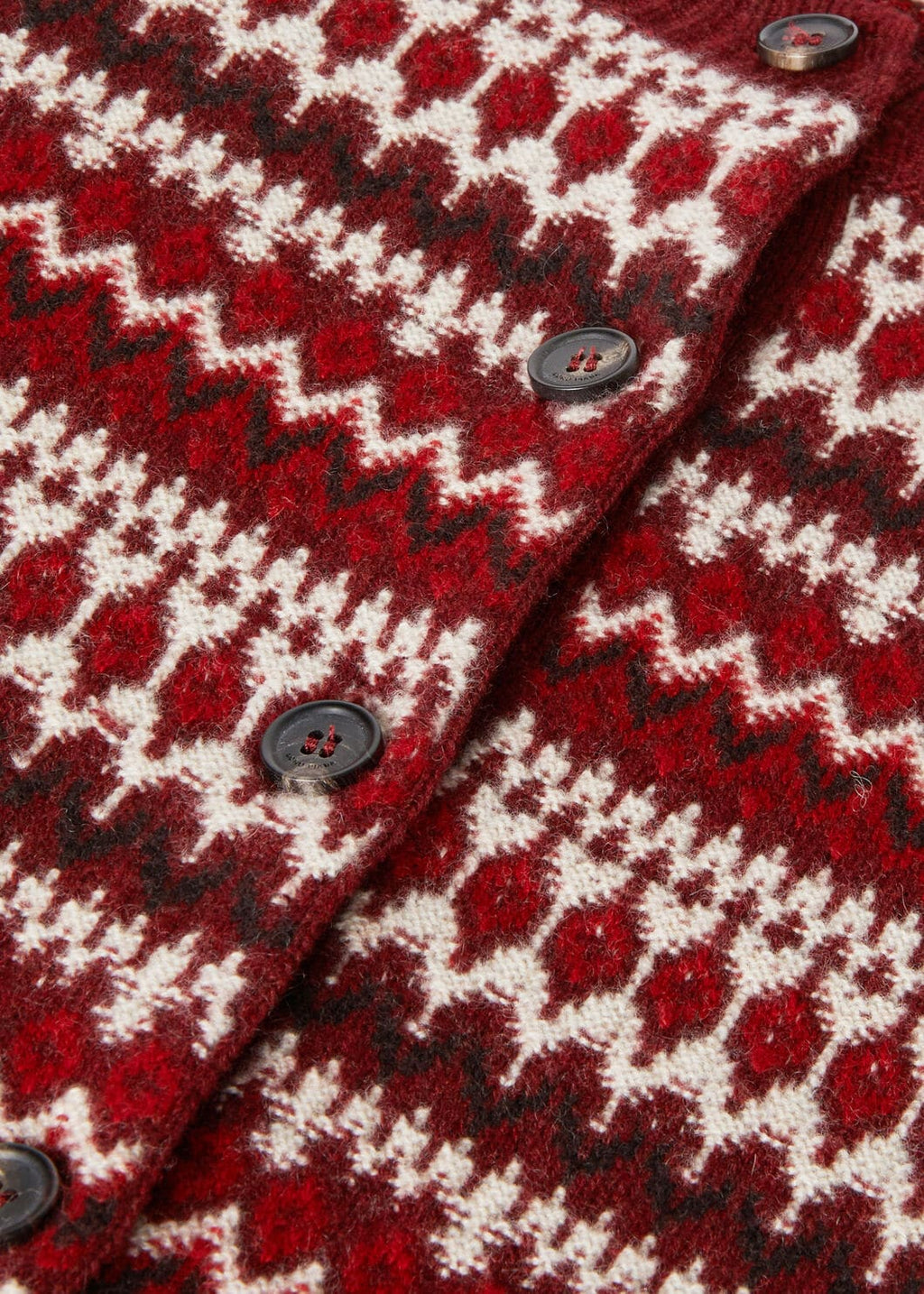 Premium 100% Pure Wool Fair Isle Jacquard Knit Cardigan