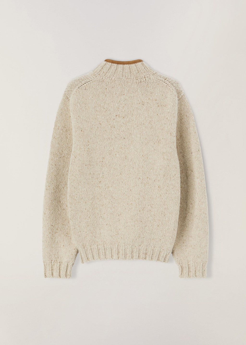 Luxury 100% Wool Asymmetric Knit Jacket | Premium Leather-Trimmed Donegal Cardigan
