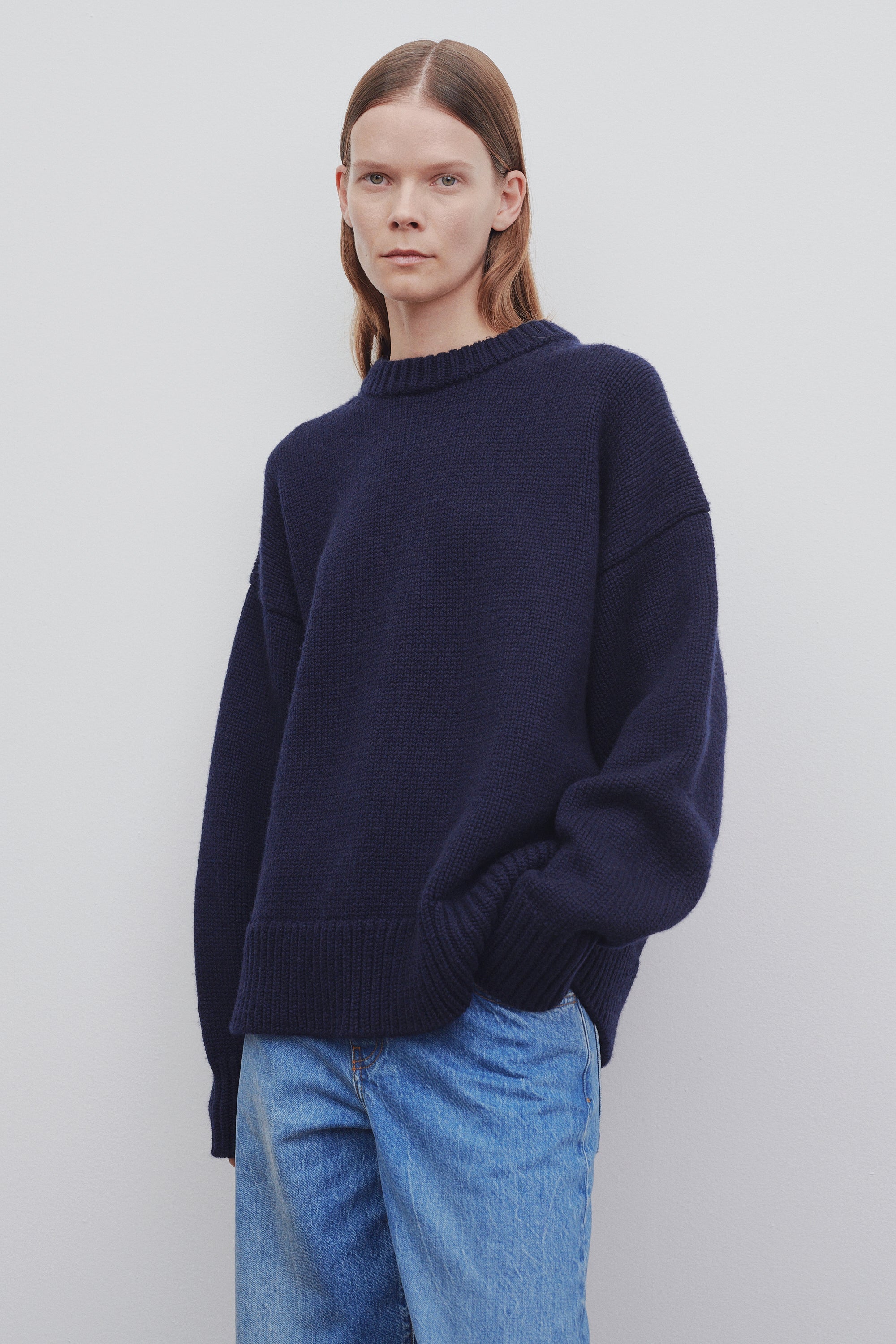 Essential 100% Pure Wool Oversized Crew Neck Sweater | Premium Chunky Knit Pullover
