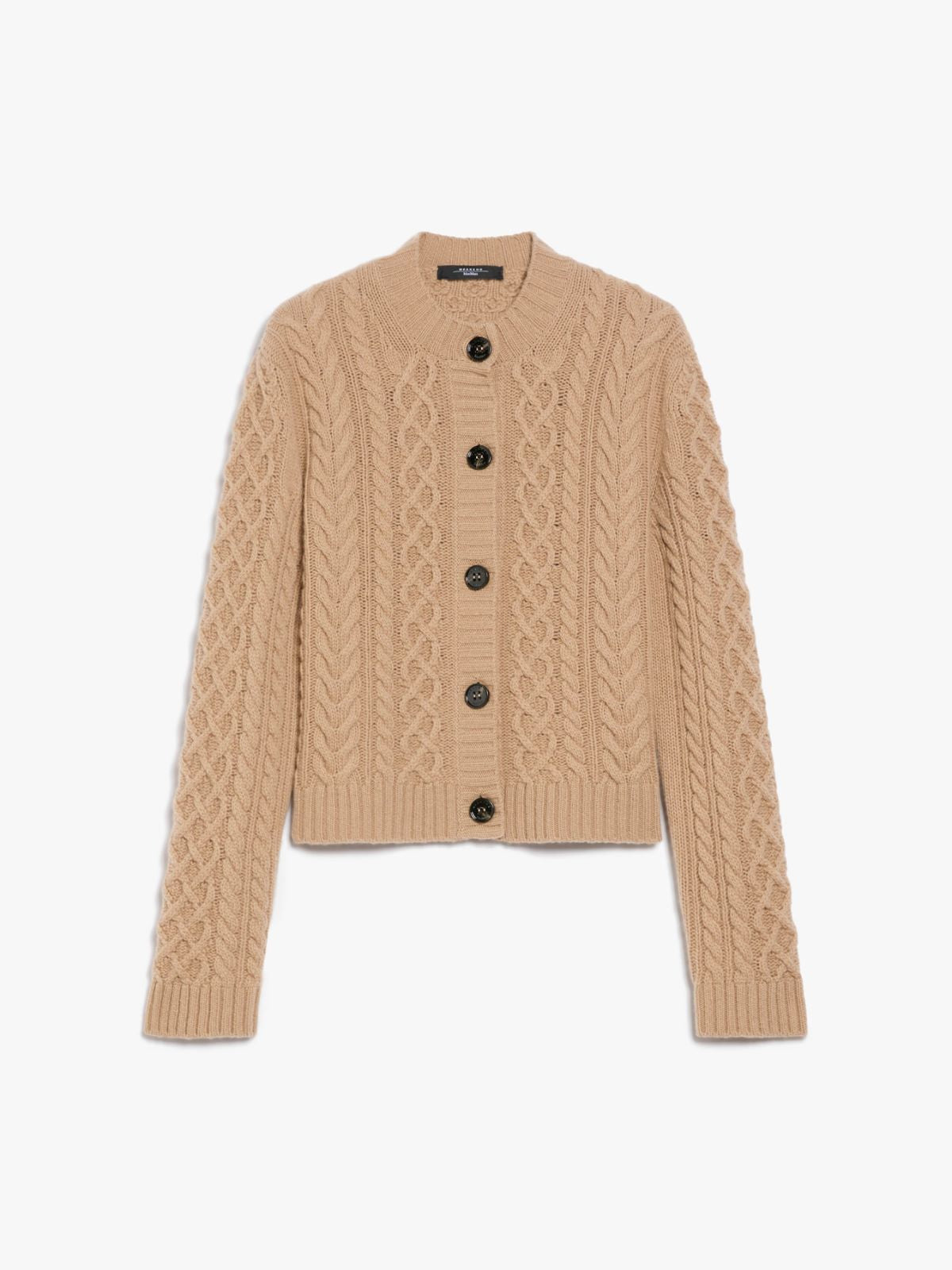 Luxury Wool-Cashmere Cable-Knit Cardigan | Classic Crew Neck Button-Down Sweater