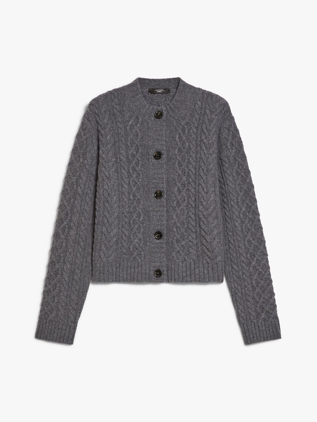 Luxury Wool-Cashmere Cable-Knit Cardigan | Classic Crew Neck Button-Down Sweater